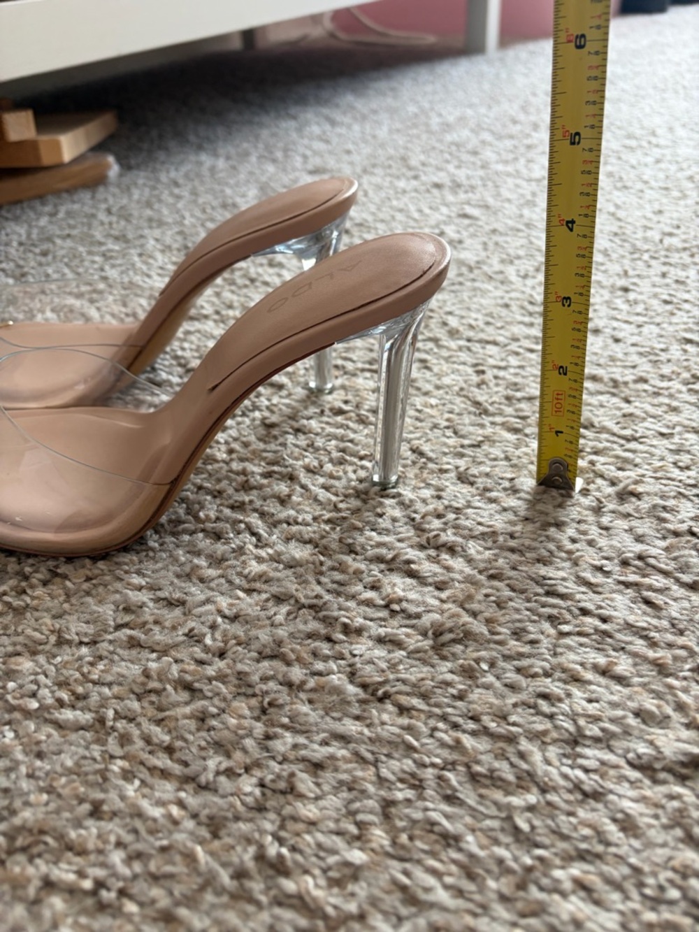 Aldo Clear Strap Nude Pointed Mule with Gold Toe Accent - Picture 6 of 6